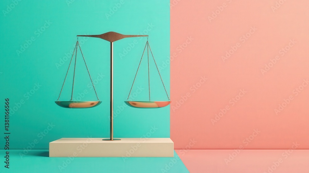 Strategic Goals concept. Balanced scales against a colorful background. Strategic Goals concept. Balanced scales against a colorful background.