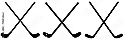 Crossed Hockey Stick Silhouette Vector Art