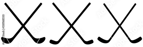 Crossed Hockey Stick Silhouette Vector Art