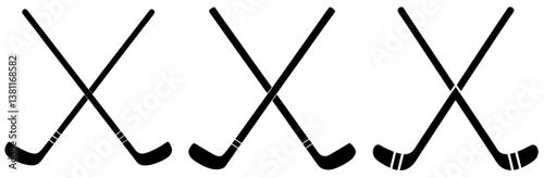 Crossed Hockey Stick Silhouette Vector Art