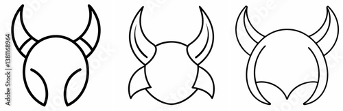 Devil Horns Outline Coloring Book Page Line Art Drawing Set