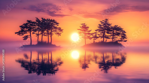 A Golden Reflection: Nature's Harmonious Dance at Dusk