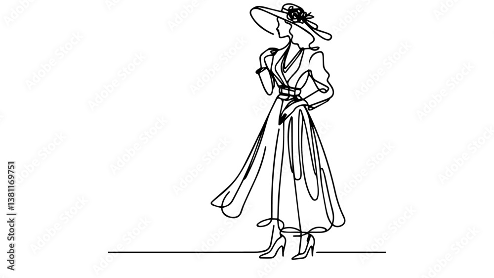 minimalist continuous one line drawing illustration of a stylish woman minimalist continuous one line drawing illustration of a stylish woman