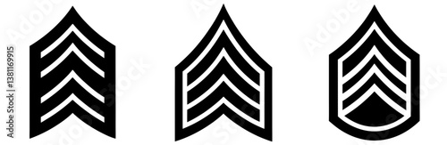 First Sergeant Rank Silhouette Vector Art on White Background

