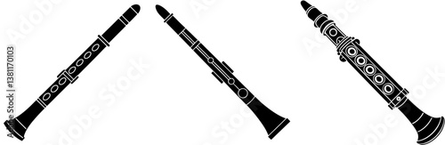Flute Silhouette Vector Art on White Background