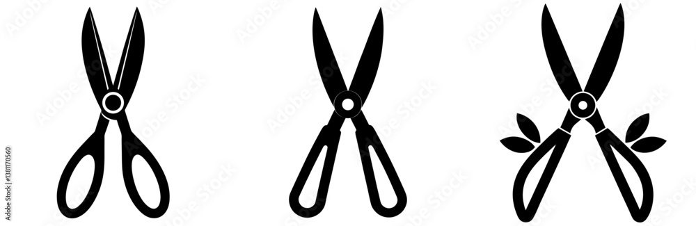 Garden Scissor Silhouette Vector Art on White Background Garden Scissor Silhouette Vector Art on White Background