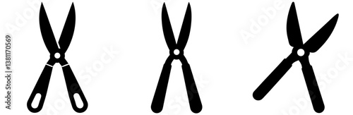 Garden Scissor Silhouette Vector Art on White Background
