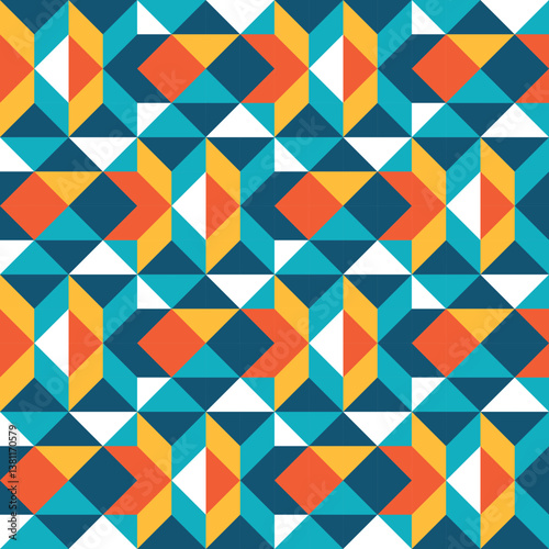 Geometric background graphic design. Abstract seamless pattern for website, brochure, presentation, advertising promotion layout. Decorative mosaic ornament. Vector illustration.