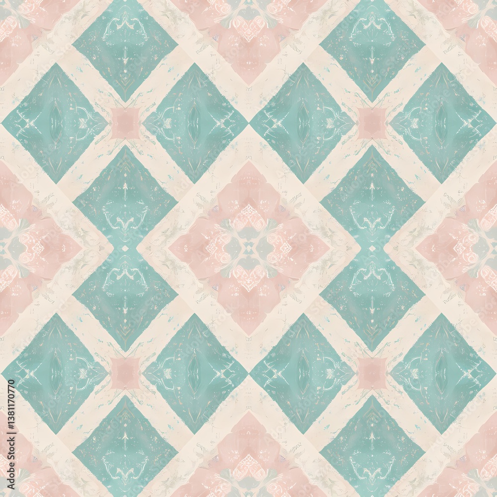 Fototapeta premium Pastel Diamond Pattern Seamless Texture, Seamless pastel diamond pattern background