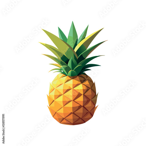 Pineapple. Illustration of pineapple fruit with isolated cartoon style on white. summer fruits, for a healthy and natural life, Vector illustration.
