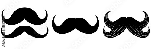 Handlebar Mustache Silhouette Vector Art on White Background