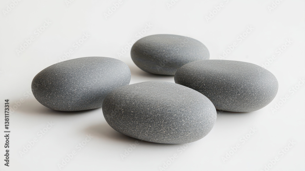 Smooth gray stones arranged in minimalist style, perfect for zen decor or balancing exercises, evoke sense of tranquility and calmness in any space Smooth gray stones arranged in minimalist style, perfect for zen decor or balancing exercises, evoke sense of tranquility and calmness in any space