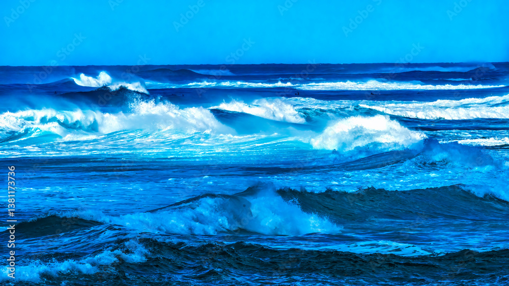 Colorful Large Waves Banzai Pipeline North Shore Oahu Hawaii