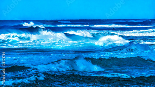 Obraz na płótnie Colorful Large Waves Banzai Pipeline North Shore Oahu Hawaii w salonie