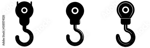 Lifting Hook Silhouette Vector Art on White Background