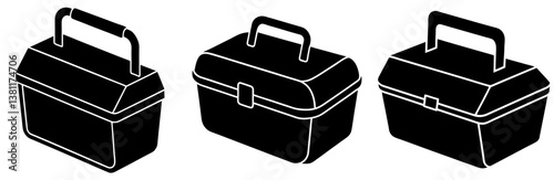 Lunch Box Silhouette Vector Art on White Background