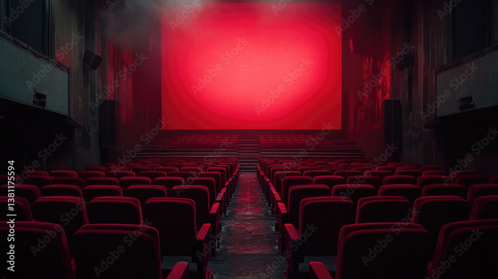 Obraz premium Modern beautiful Cinema hall with black seats symbolizing the film industry, cinema industry and cinematic experience, with space for text or branding.