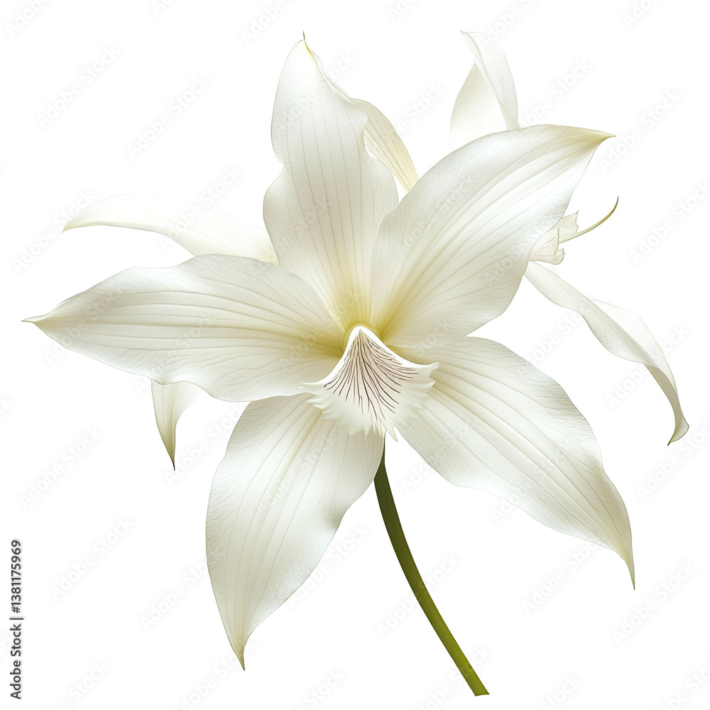 Fototapeta premium Elegant White Orchid on transparent background