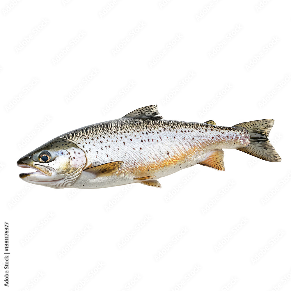 Silvery Whole Trout on transparent background Silvery Whole Trout on transparent background