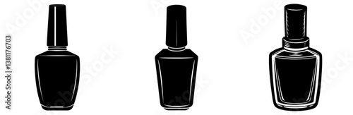 Nail Polish Bottle Silhouette Vector Art on White Background
