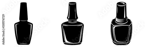 Nail Polish Bottle Silhouette Vector Art on White Background