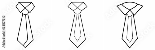 Office Tie Outline Coloring Book Page Line Art Drawing Set