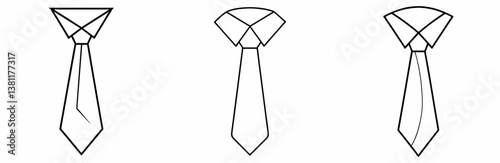 Office Tie Outline Coloring Book Page Line Art Drawing Set