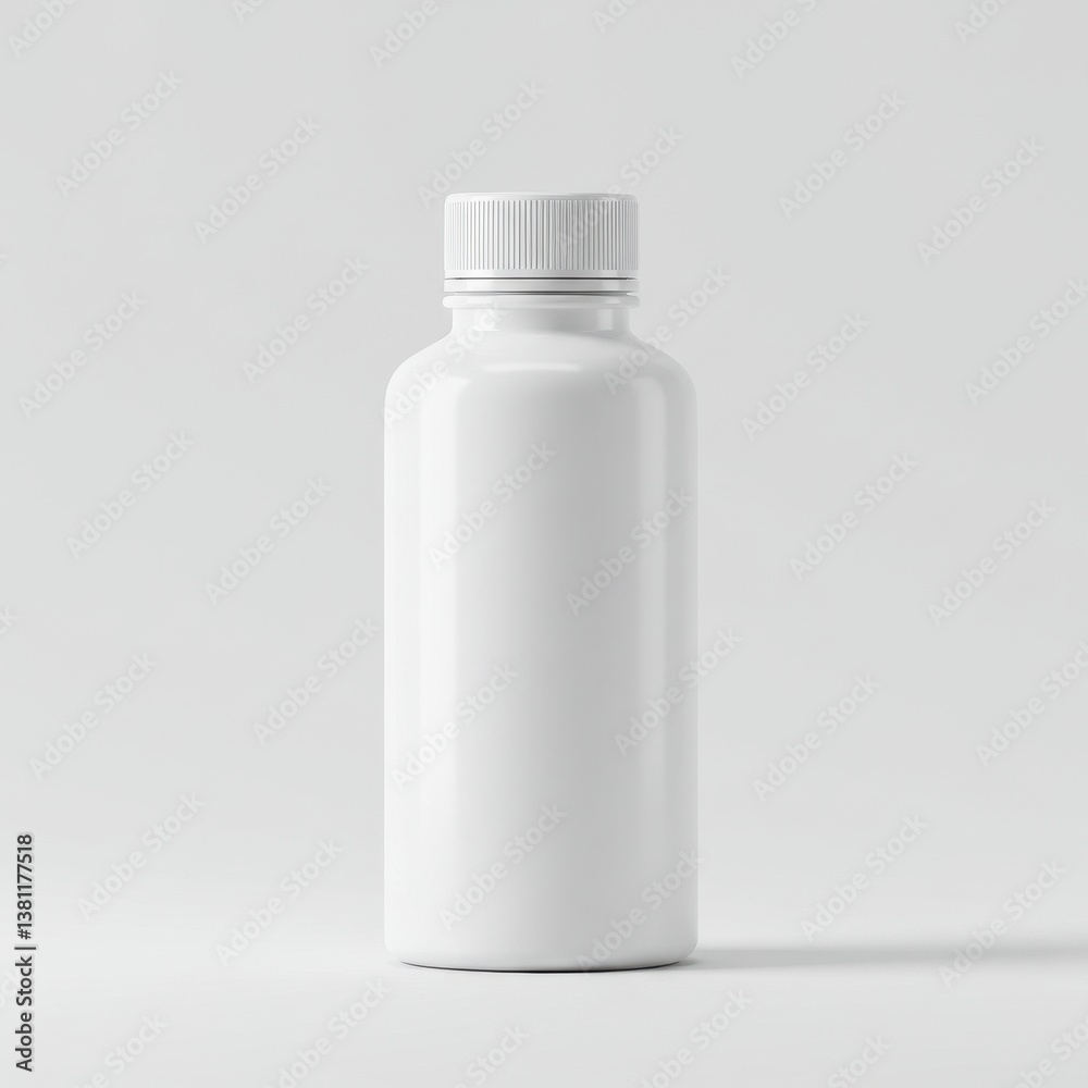 A simple product shot of a white plastic bottle with a ribbed cap against a white background A simple product shot of a white plastic bottle with a ribbed cap against a white background