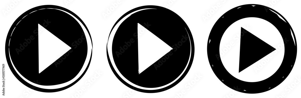 Play Button Symbol Silhouette Vector Art on White Background Play Button Symbol Silhouette Vector Art on White Background