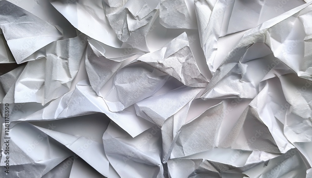 Obraz premium strips of white crumpled paper with folds as a background