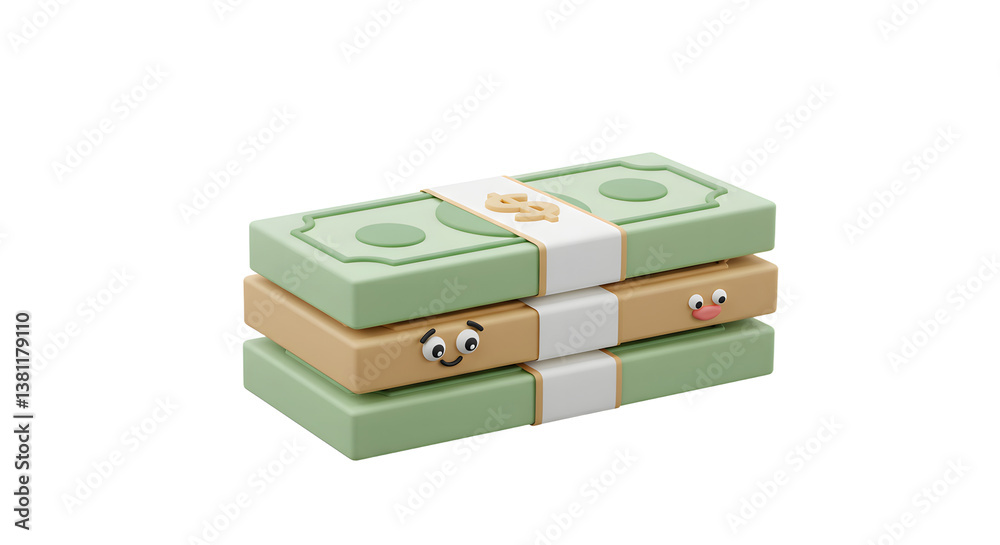 Stack of Cartoon Money with Funny Faces Represents Financial Savings Stack of Cartoon Money with Funny Faces Represents Financial Savings