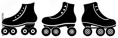 Roller Skates Silhouette Vector Art on White Background