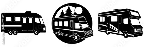  RV Silhouette Vector Art on White Background