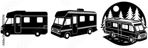  RV Silhouette Vector Art on White Background