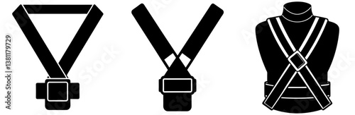 Safety Belt Silhouette Vector Art on White Background