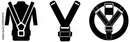 Safety Belt Silhouette Vector Art on White Background