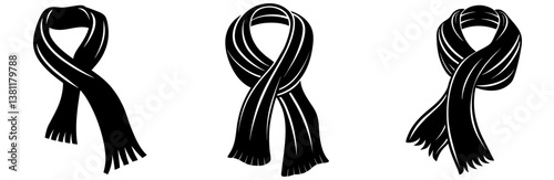 Scarf Silhouette Vector Art on White Background