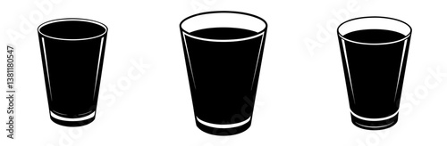 Shot Glass Silhouette Vector Art on White Background