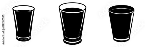 Shot Glass Silhouette Vector Art on White Background