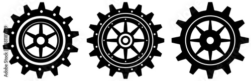  Steampunk Gear Silhouette Vector Art on White Background