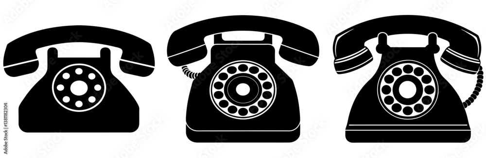 Telephone Symbol Silhouette Vector Art on White Background Telephone Symbol Silhouette Vector Art on White Background