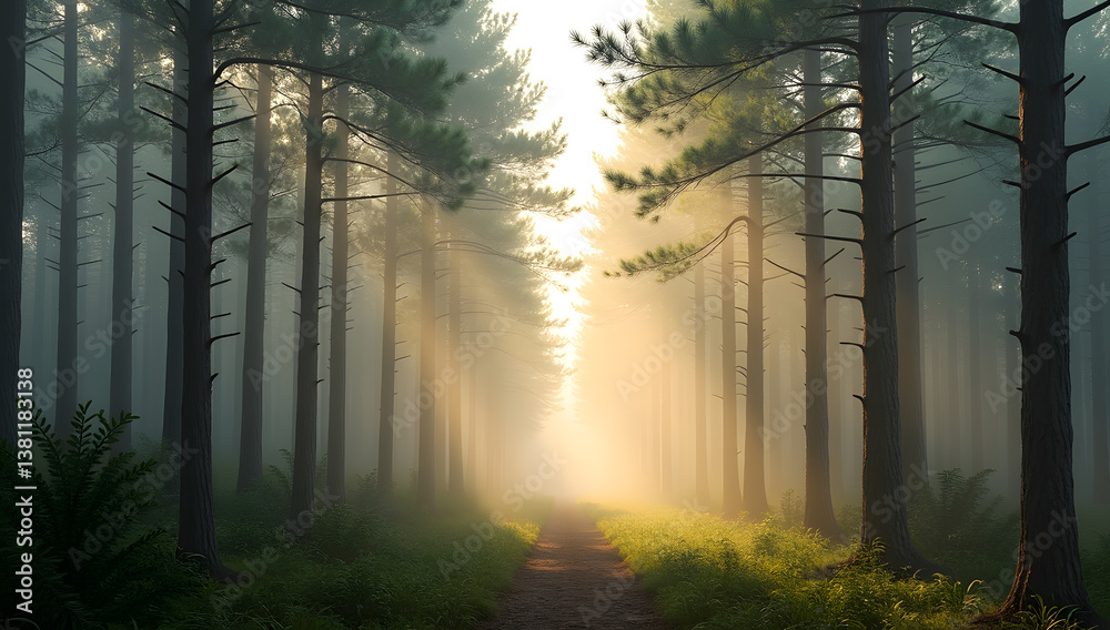 Fototapeta premium A forest path with trees in the background