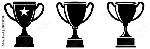 Trophy Silhouette Vector Art on White Background