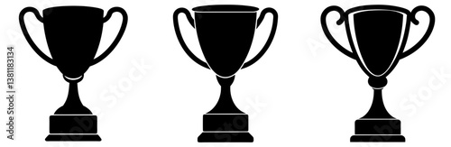 Trophy Silhouette Vector Art on White Background