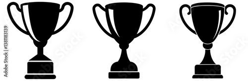 Trophy Silhouette Vector Art on White Background