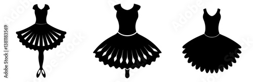 Tutu Silhouette Vector Art on White Background