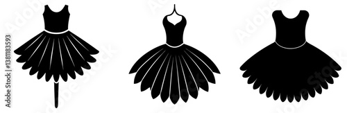 Tutu Silhouette Vector Art on White Background
