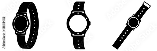 Watch Strap Silhouette Vector Art on White Background