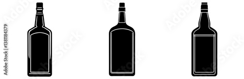 Whisky Bottle Silhouette Vector Art on White Background