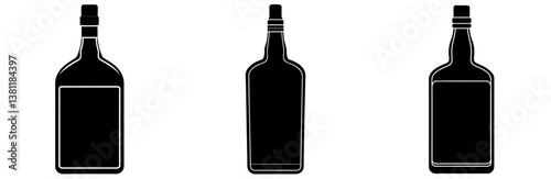 Whisky Bottle Silhouette Vector Art on White Background